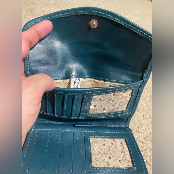 Teal Embossed Leather Wallet - Picture 5 of 8